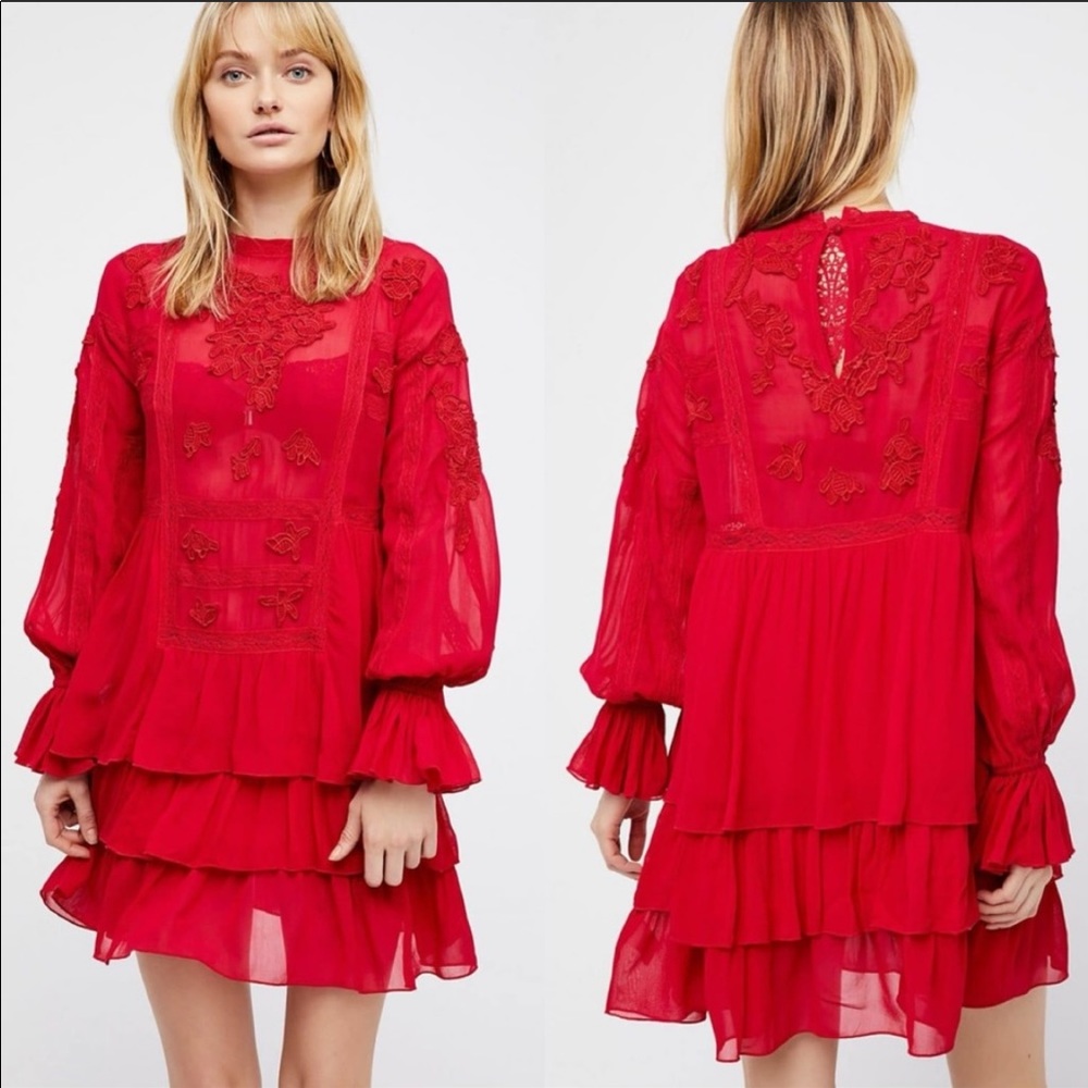 Free People Fondant Mini Raspberry Dress  Size SP